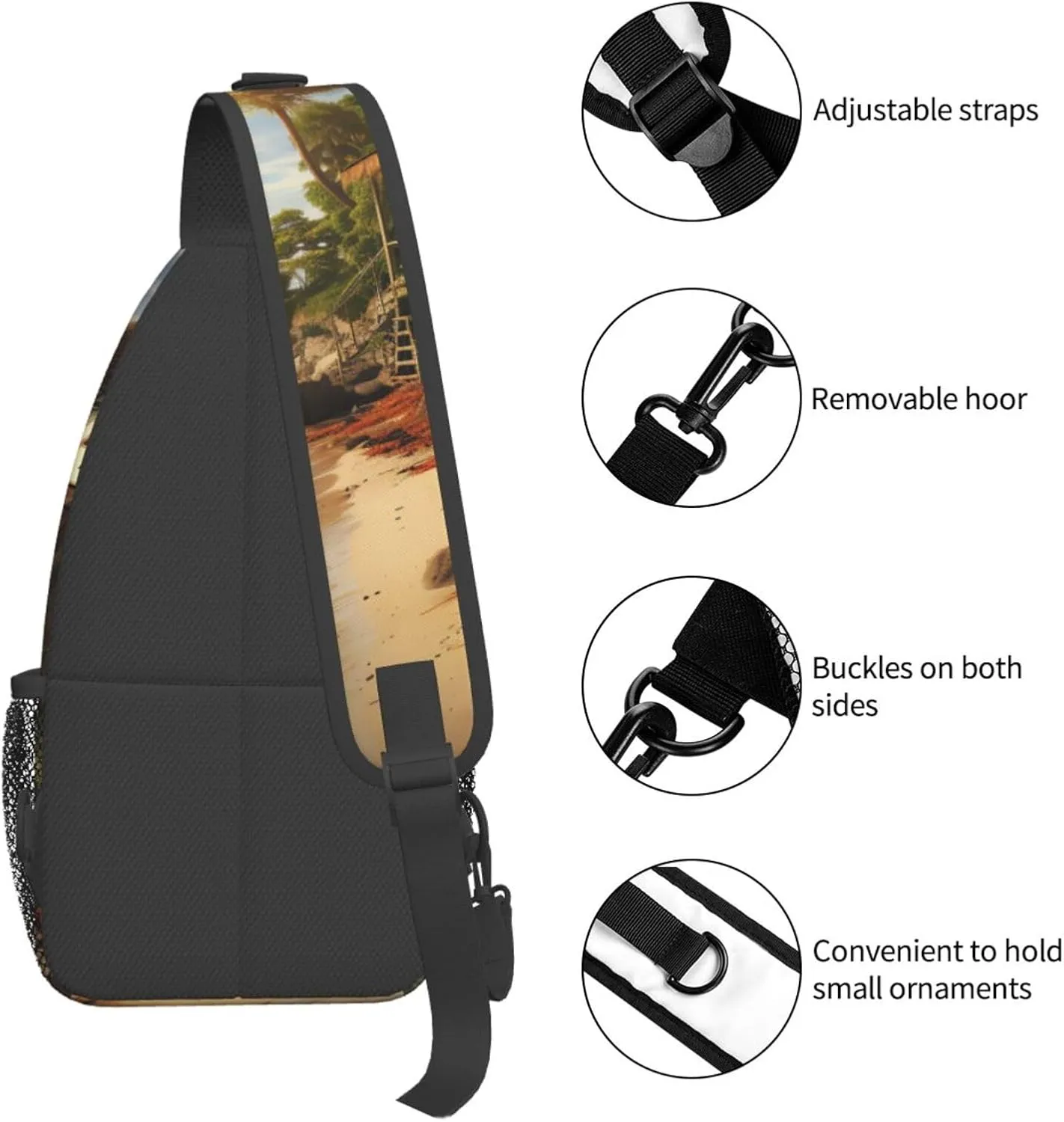 Sling Bag for Women Men Crossbody Bag Sling Backpack A Cottage by The Sea Cross Body Bag Adjustable Chest Bag