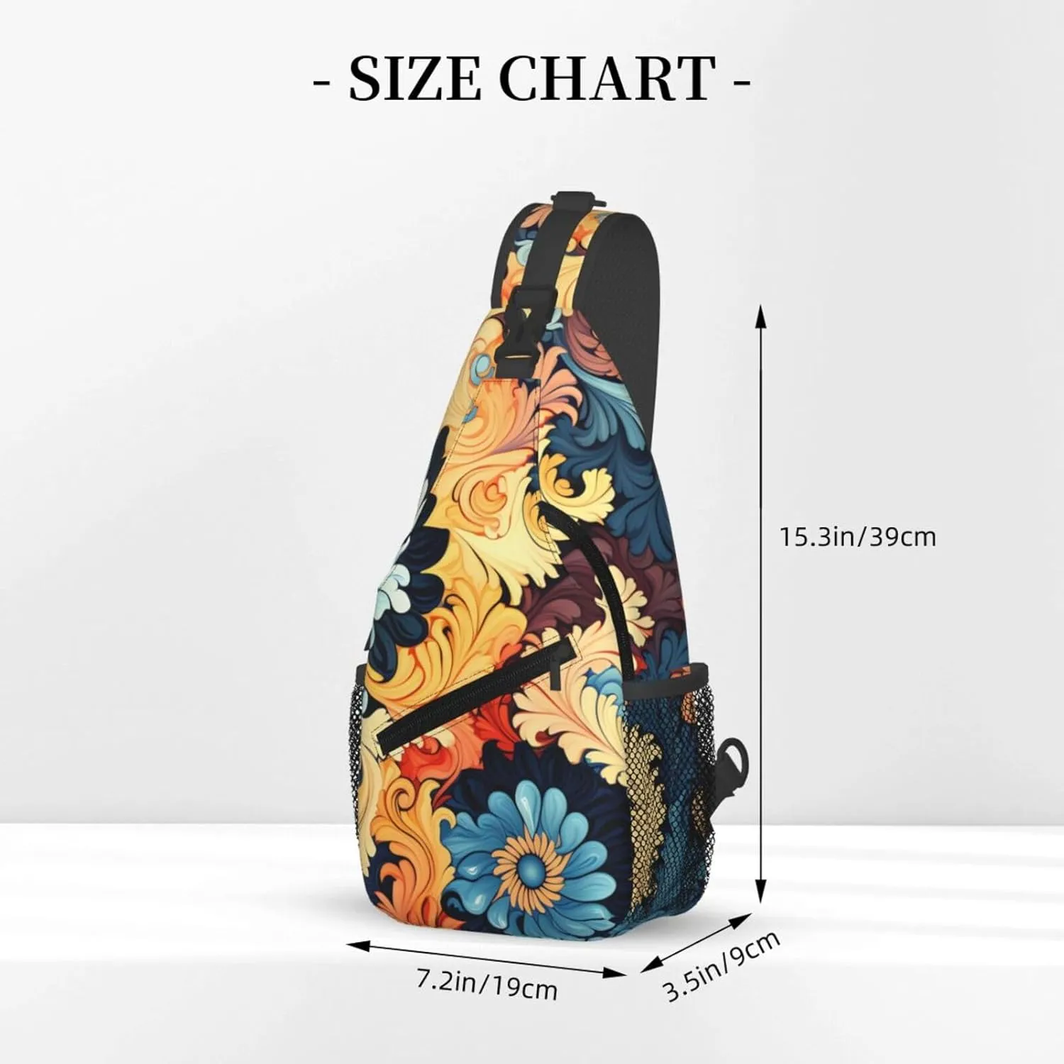 Sling Bag for Women Men Crossbody Bag Sling Backpack Abstract Floral Pattern Cross Body Bag Adjustable Chest Bag