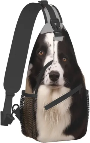 Sling Bag for Women Men Crossbody Bag Small Sling Backpack Border Collie Chest Bag Hiking Daypack
