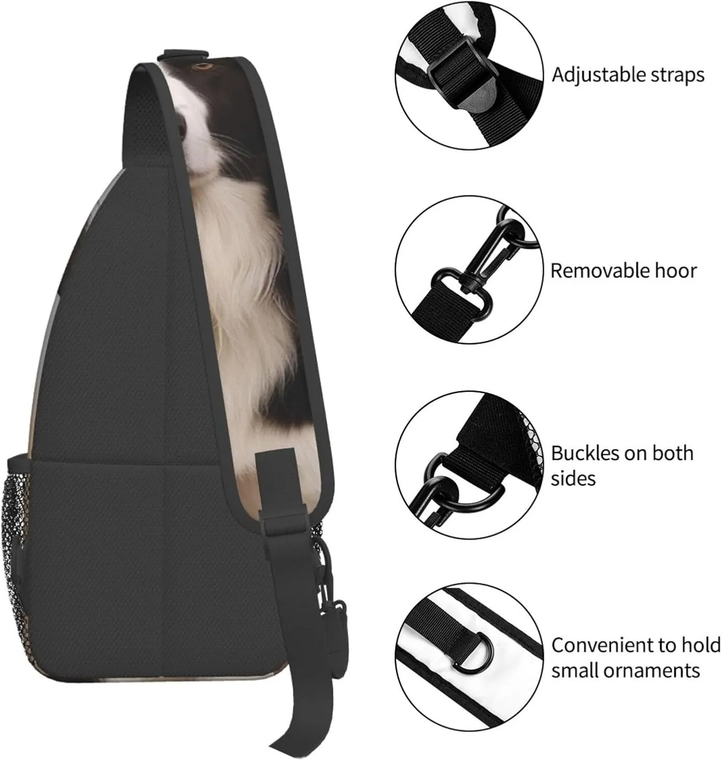 Sling Bag for Women Men Crossbody Bag Small Sling Backpack Border Collie Chest Bag Hiking Daypack