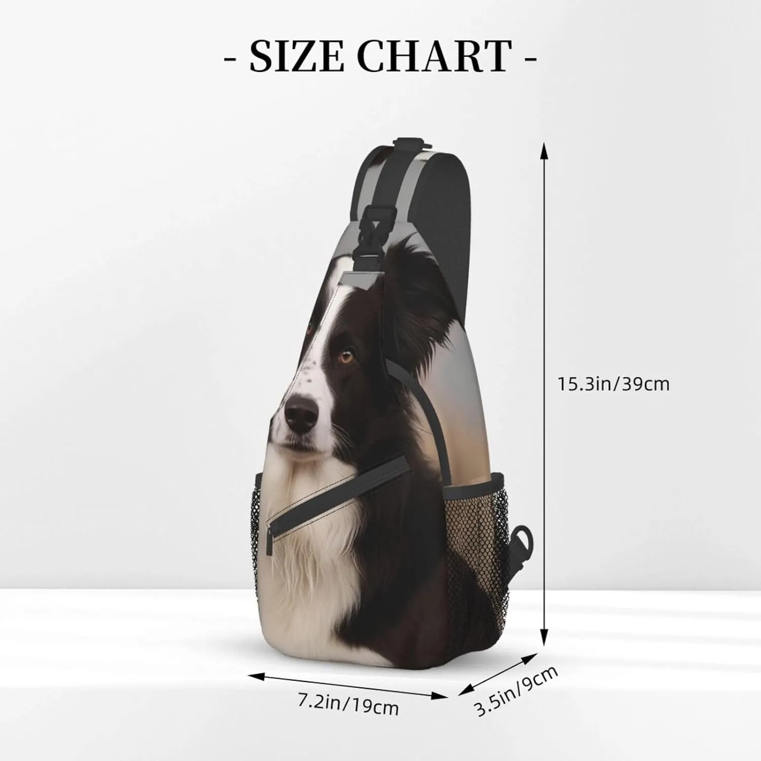 Sling Bag for Women Men Crossbody Bag Small Sling Backpack Border Collie Chest Bag Hiking Daypack