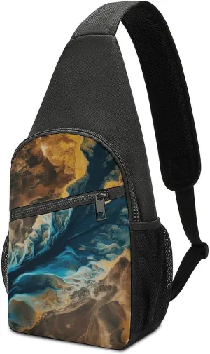 Sling Bag for Women Men Crossbody Bag Small Sling Backpack Complex Landscape Chest Bag Hiking Daypack
