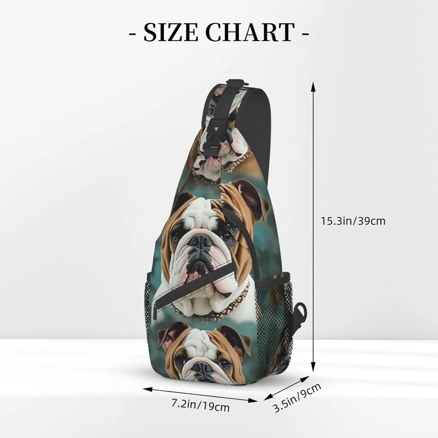 Sling Bag for Women Men Crossbody Bag Small Sling Backpack Funny English Bulldog Chest Bag Hiking Daypack