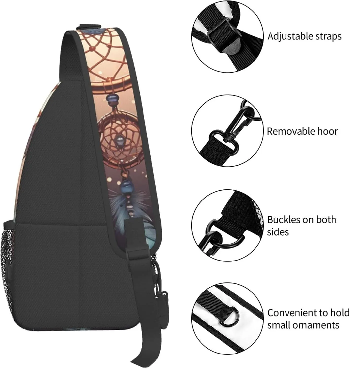 Sling Bag for Women Men Crossbody Bag Small Sling Backpack Native American Dream Catcher Chest Bag Hiking Daypack