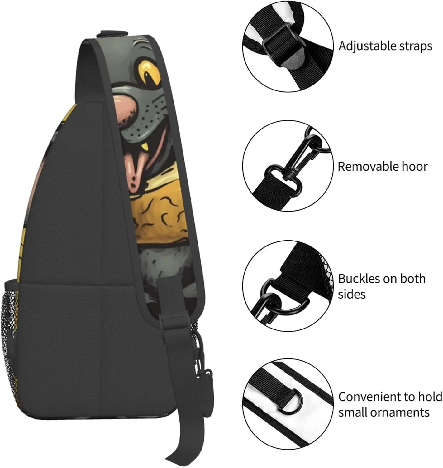 Sling Bag for Women Men Crossbody Bag Small Sling Backpack Rat Eats a Piece of Cheese Chest Bag Hiking Daypack