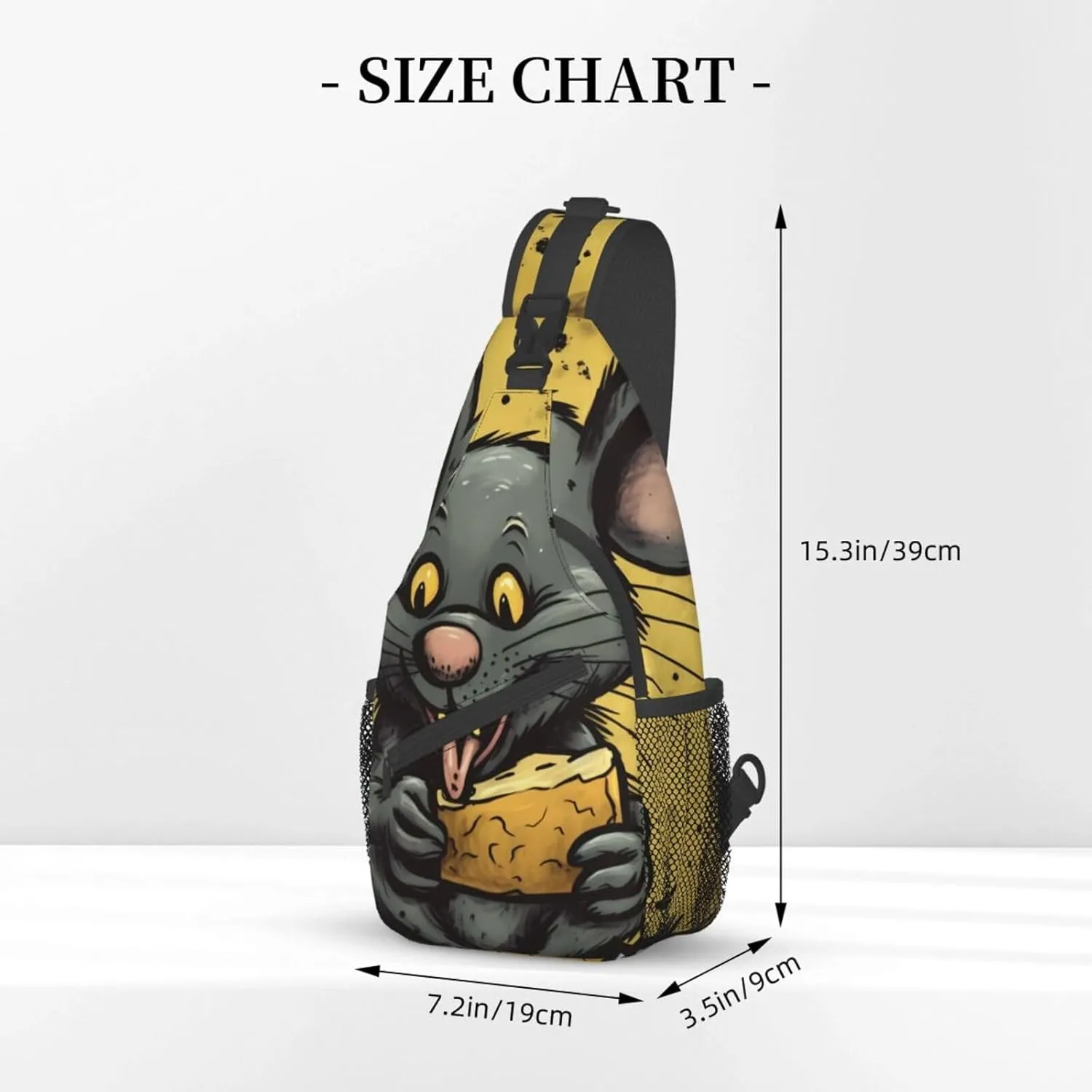 Sling Bag for Women Men Crossbody Bag Small Sling Backpack Rat Eats a Piece of Cheese Chest Bag Hiking Daypack