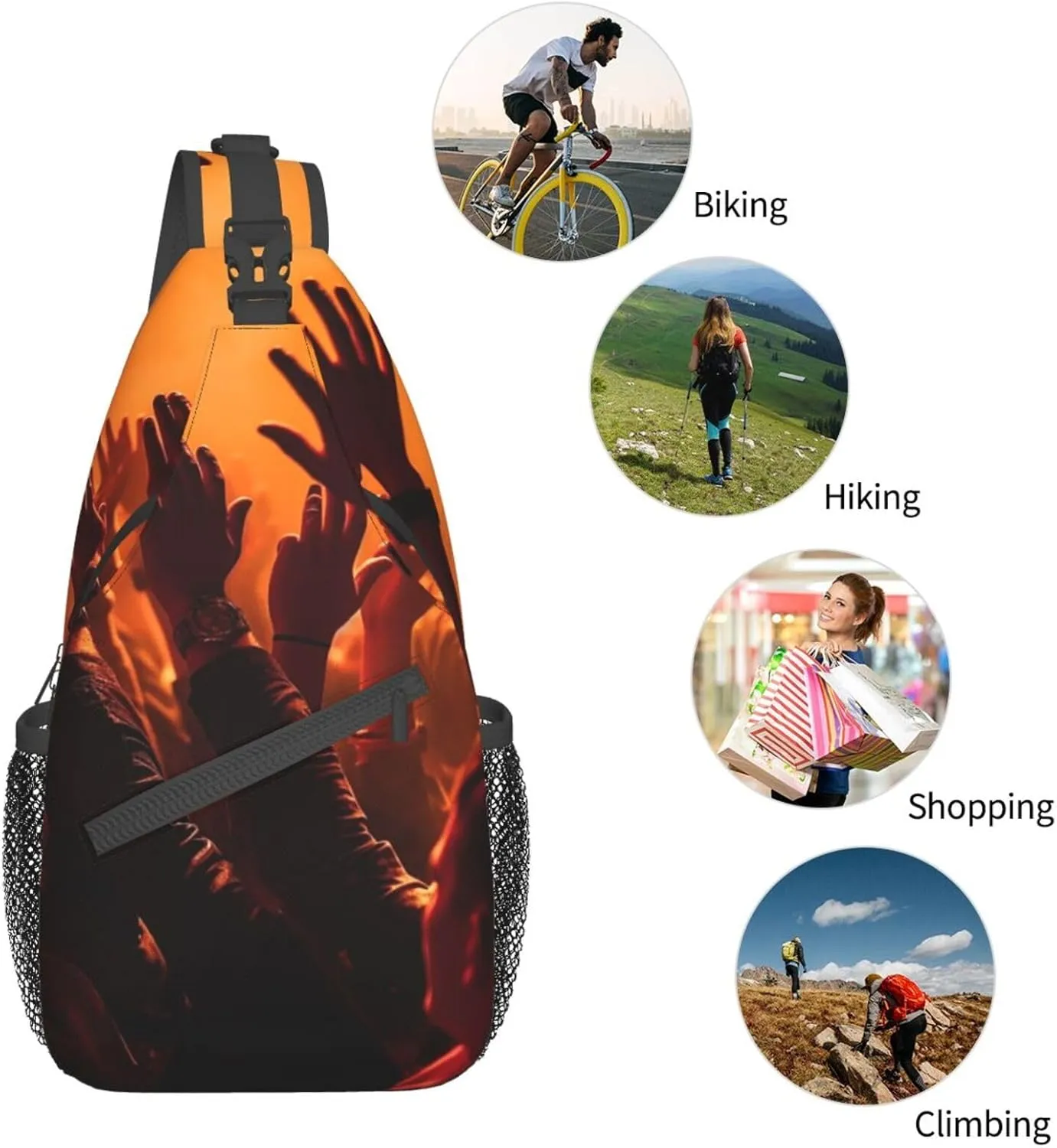 Sling Bag for Women Men Crossbody Bag Small Sling Backpack Watch a Concert Chest Bag Hiking Daypack