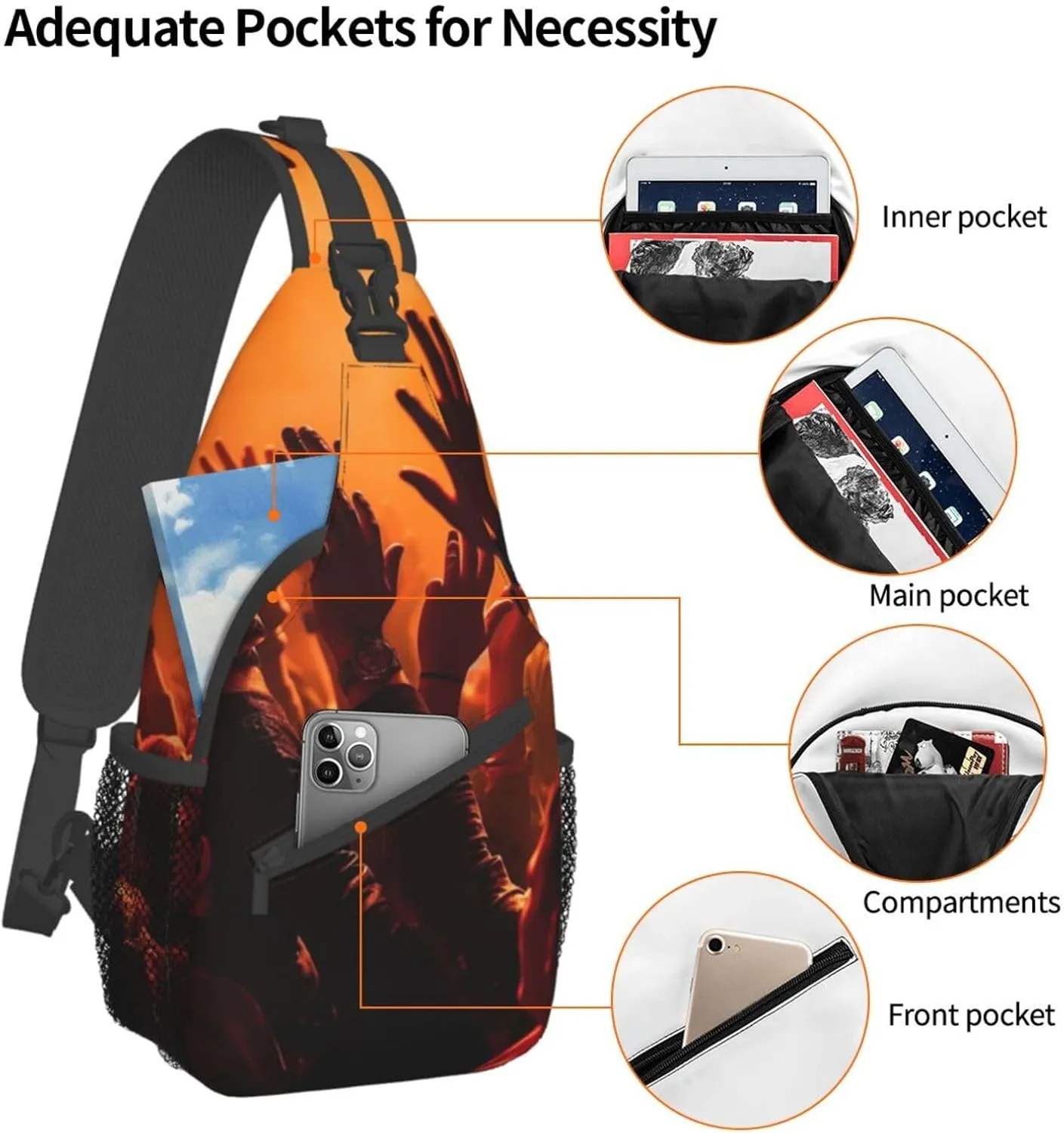 Sling Bag for Women Men Crossbody Bag Small Sling Backpack Watch a Concert Chest Bag Hiking Daypack
