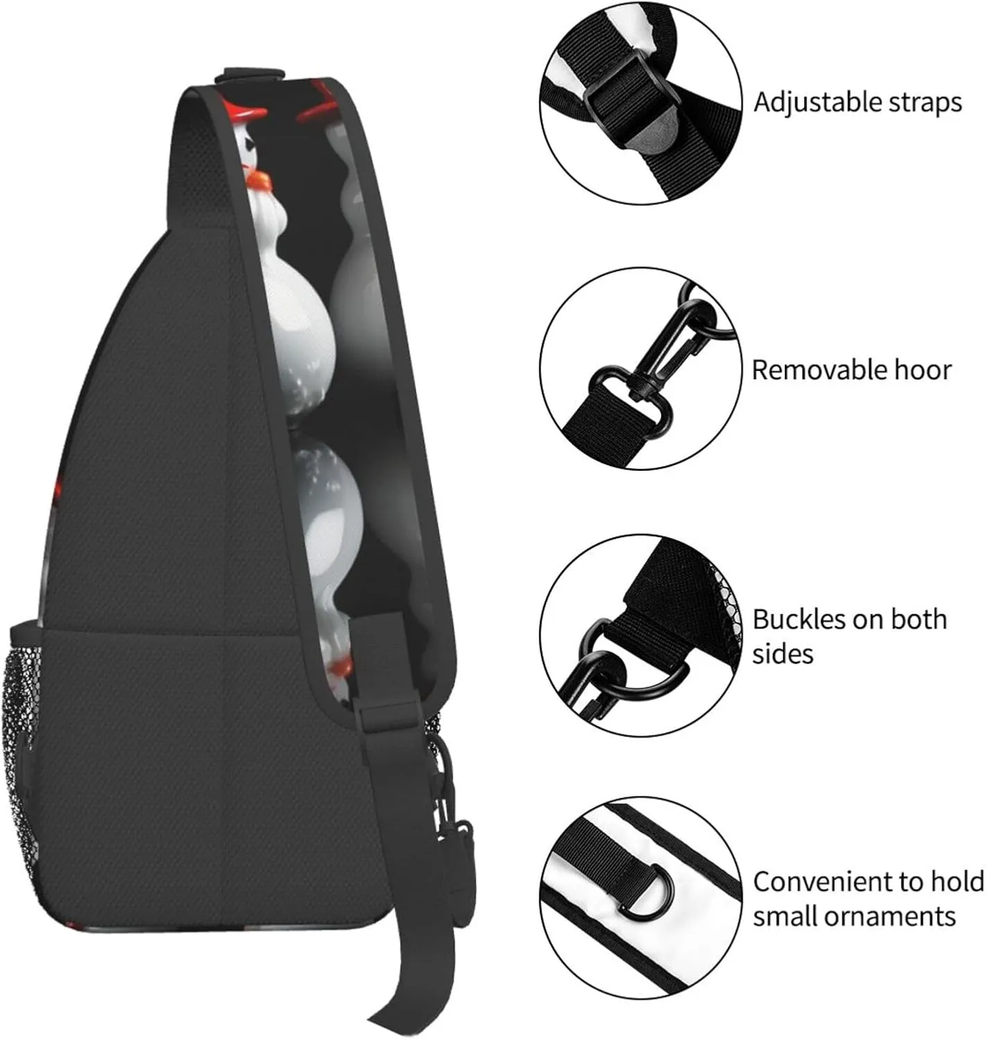 Sling Bag for Women Men Crossbody Bag Small Sling Backpack White Snowman Sculpture Chest Bag Hiking Daypack
