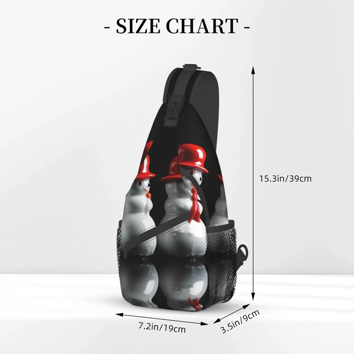 Sling Bag for Women Men Crossbody Bag Small Sling Backpack White Snowman Sculpture Chest Bag Hiking Daypack