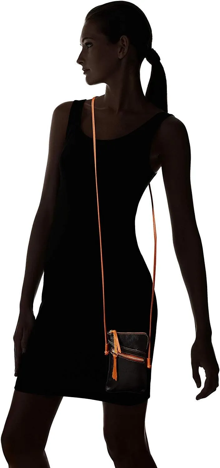 Small Vera Pelle Italian Leather Cell Phone Cross Body Bag Passport Travel Pouch Shoulder Bag