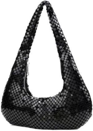 Small Womens Metallic Evening Bag Cute Hobo Handbag Fashion Y2k Shiny Moon-shaped Shoulder Purse
