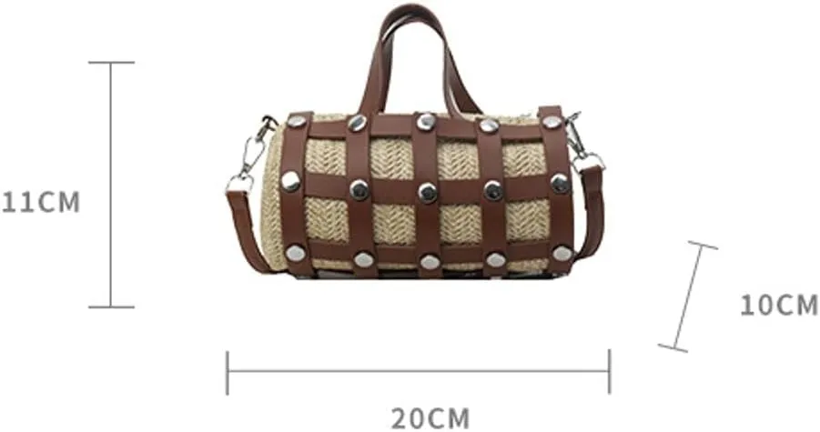 Solyinne Straw Crossbody Bags for Women Purse Woven Handbag Crochet Designer Summer Travel Cool Hollow Cylinder Trendy
