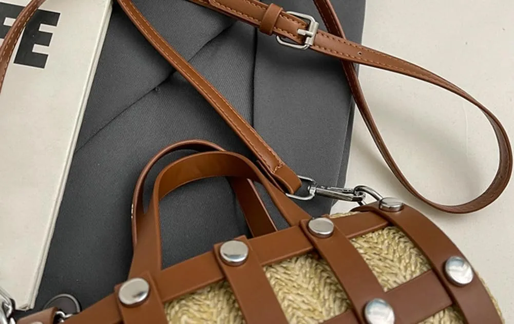 Solyinne Straw Crossbody Bags for Women Purse Woven Handbag Crochet Designer Summer Travel Cool Hollow Cylinder Trendy