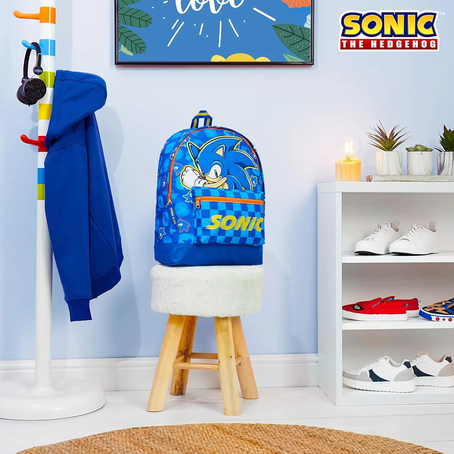 Sonic The Hedgehog School Bag Kids Backpack for Boys Blue Large Capacity Sonic Gifts for Boys (Blue/Yellow)