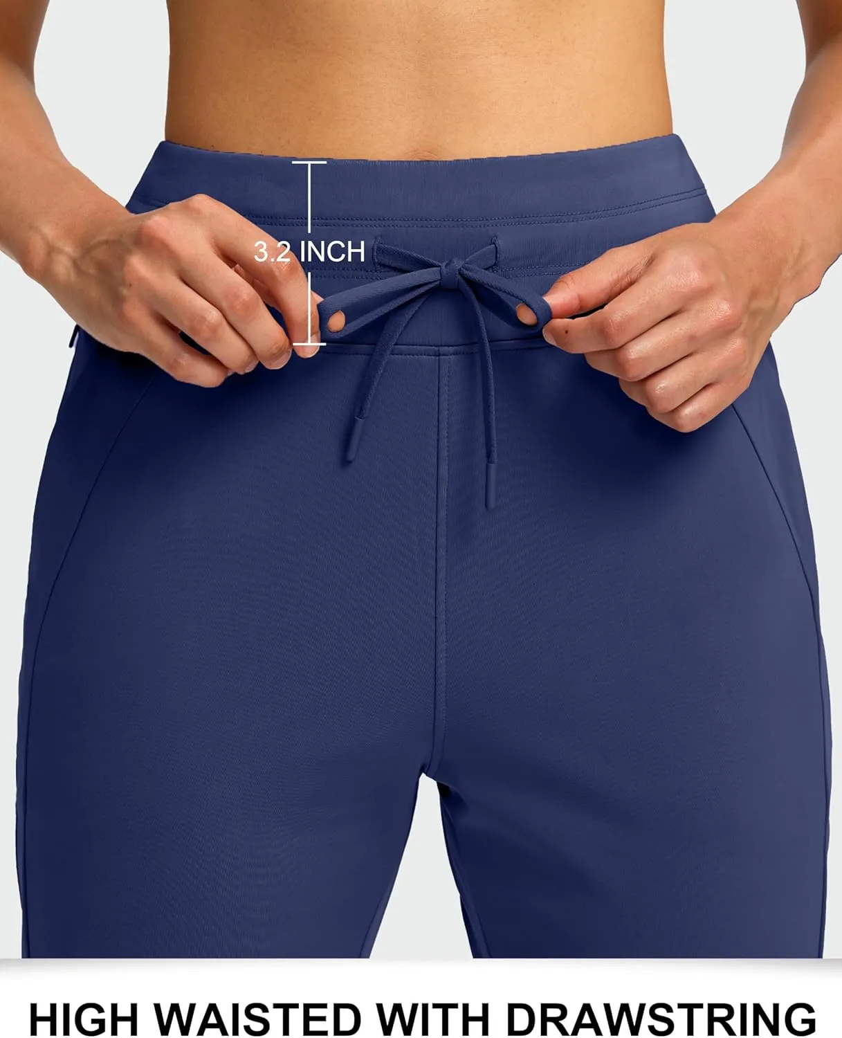 Soothfeel Women's Fleece Lined Joggers Water Resistant High Waisted Sweatpants Winter Warm Thermal Running Hiking Pant Pocket
