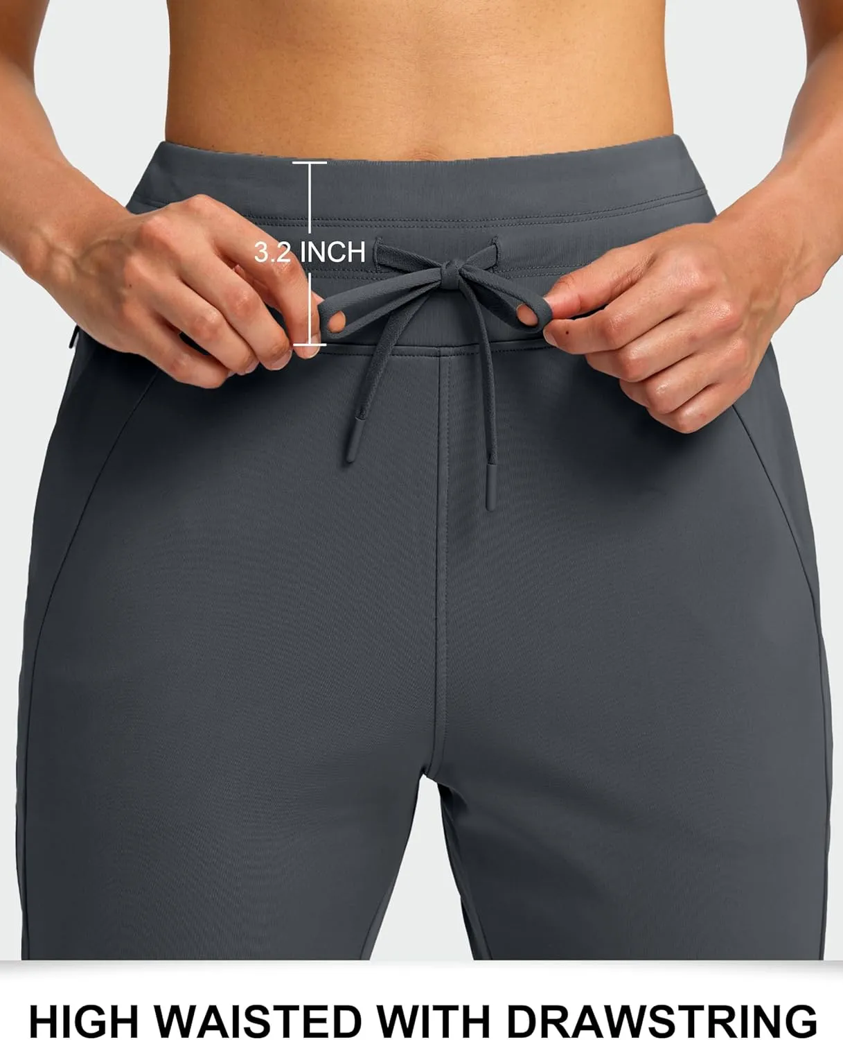 Soothfeel Women's Fleece Lined Joggers Water Resistant High Waisted Sweatpants Winter Warm Thermal Running Hiking Pant Pocket