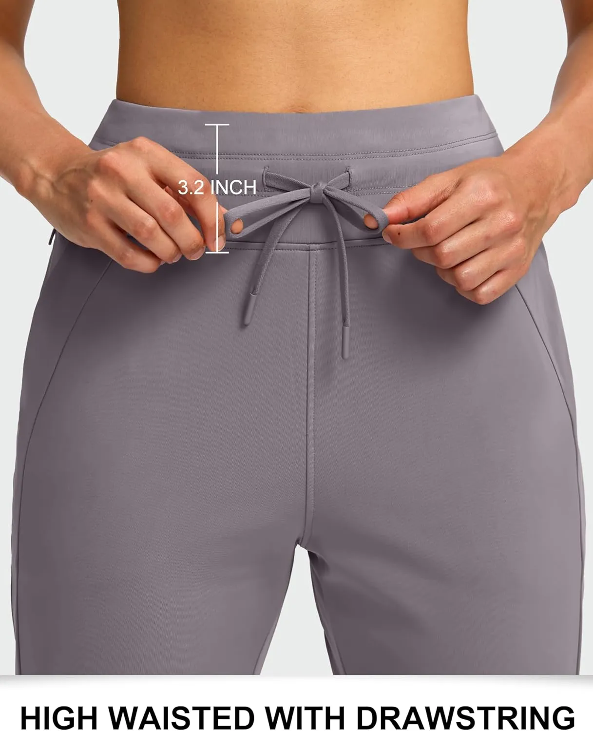 Soothfeel Women's Fleece Lined Joggers Water Resistant High Waisted Sweatpants Winter Warm Thermal Running Hiking Pant Pocket
