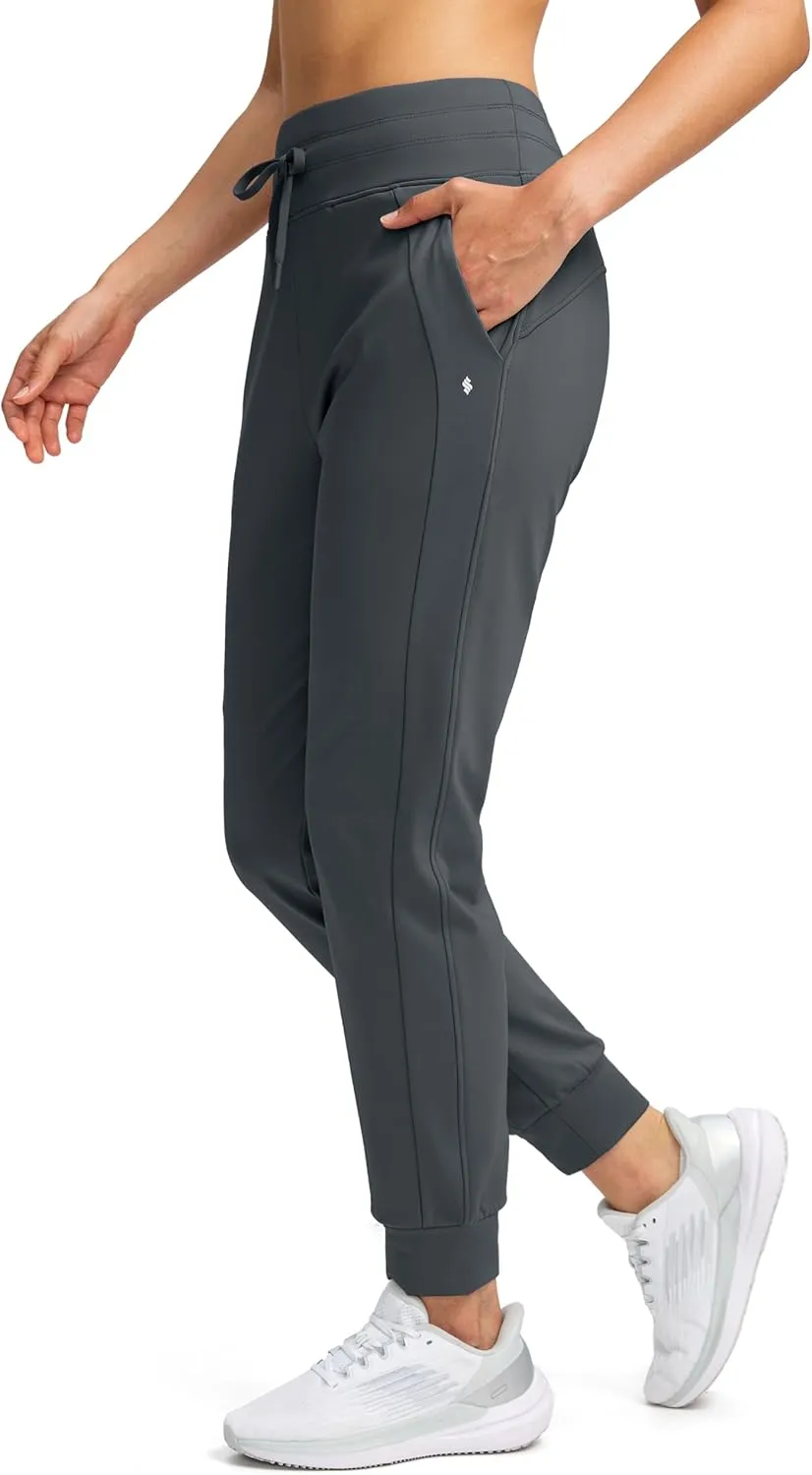 Soothfeel Women's Fleece Lined Joggers Water Resistant High Waisted Sweatpants Winter Warm Thermal Running Hiking Pant Pocket