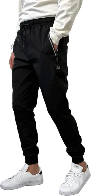 Southpole Men's Quick-Dry Water Resistant Nylon Track Jogger Pants W/Zipped Pockets