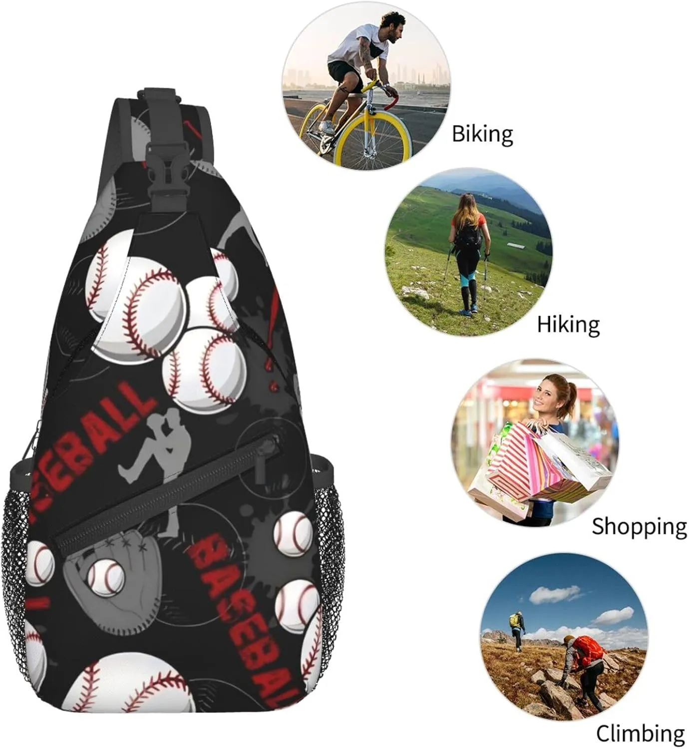 Sports Baseball Glove Bat Chest Bags Crossbody Sling Bag Shoulder Bag Travel Hiking Daypack For Men Women