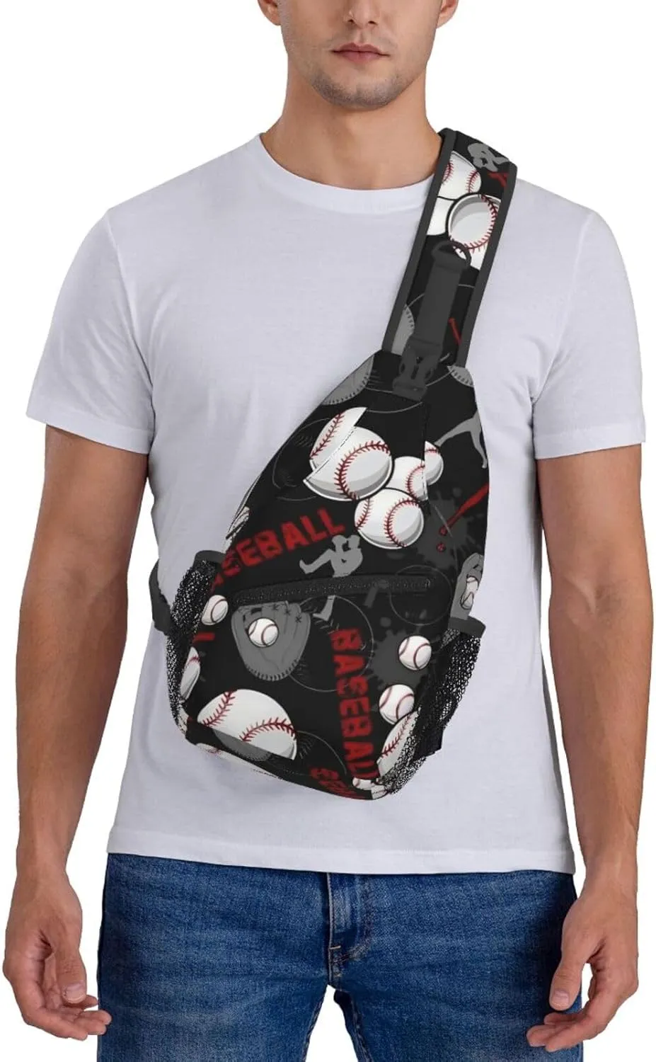 Sports Baseball Glove Bat Chest Bags Crossbody Sling Bag Shoulder Bag Travel Hiking Daypack For Men Women