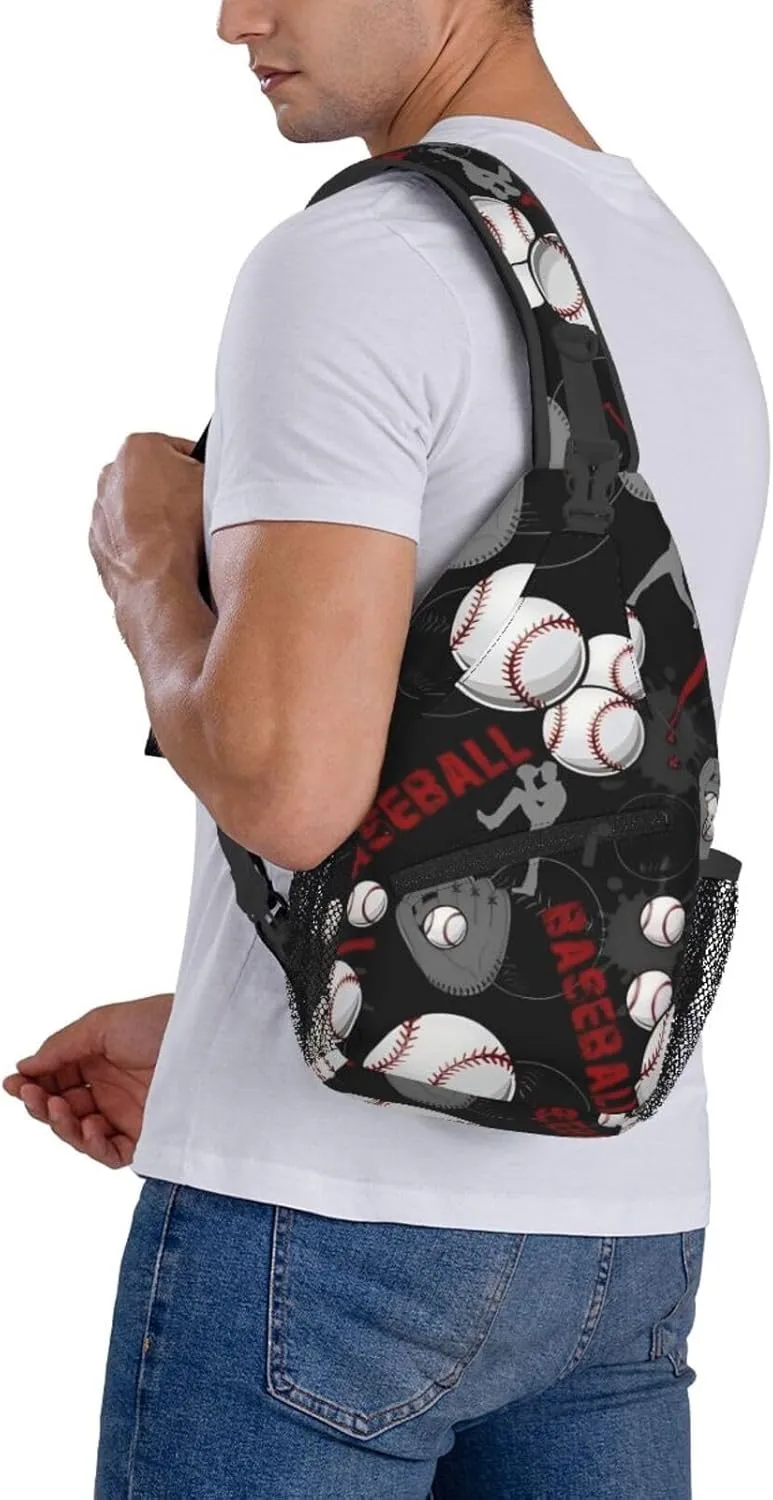 Sports Baseball Glove Bat Chest Bags Crossbody Sling Bag Shoulder Bag Travel Hiking Daypack For Men Women