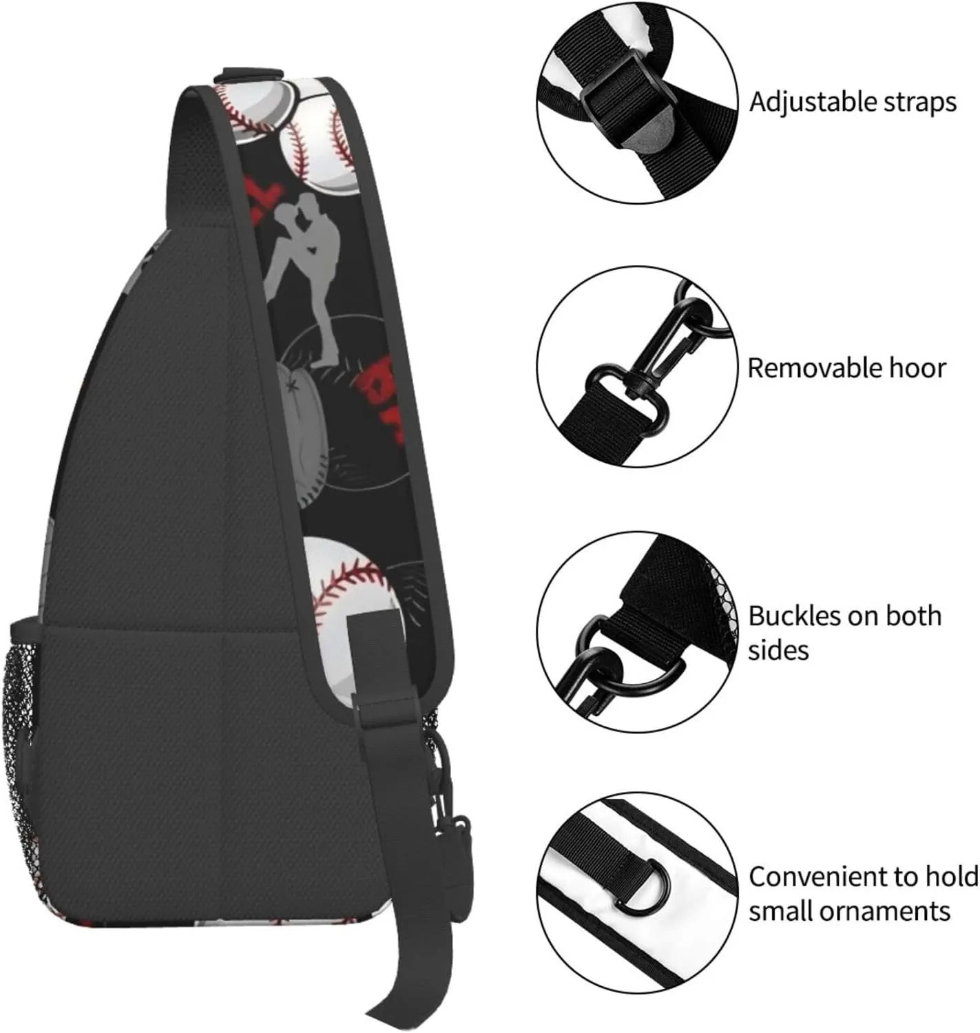 Sports Baseball Glove Bat Chest Bags Crossbody Sling Bag Shoulder Bag Travel Hiking Daypack For Men Women