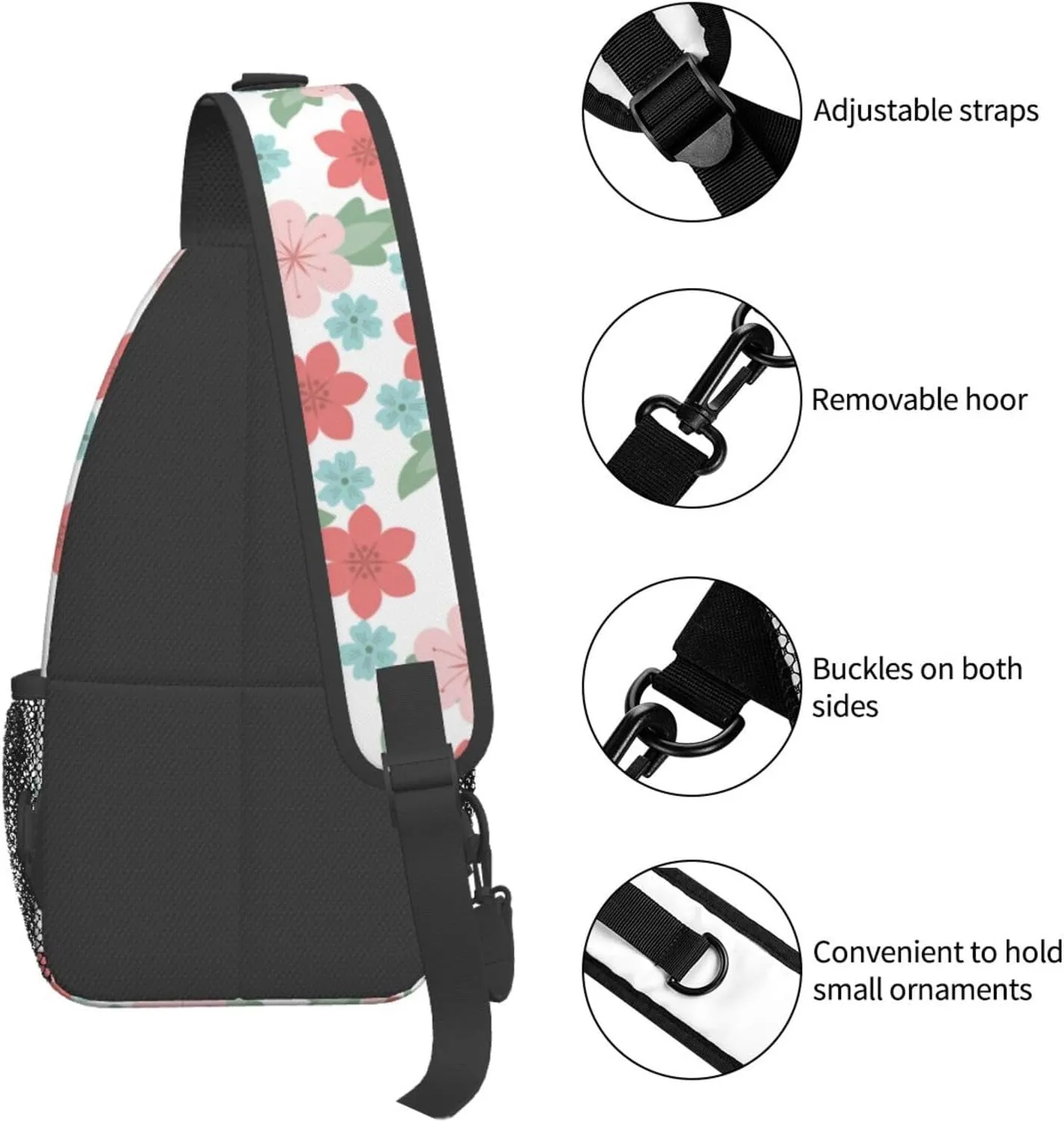 spring colorful flowers Chest Bags Crossbody Sling Bag Shoulder Bag Travel Hiking Daypack For Men Women