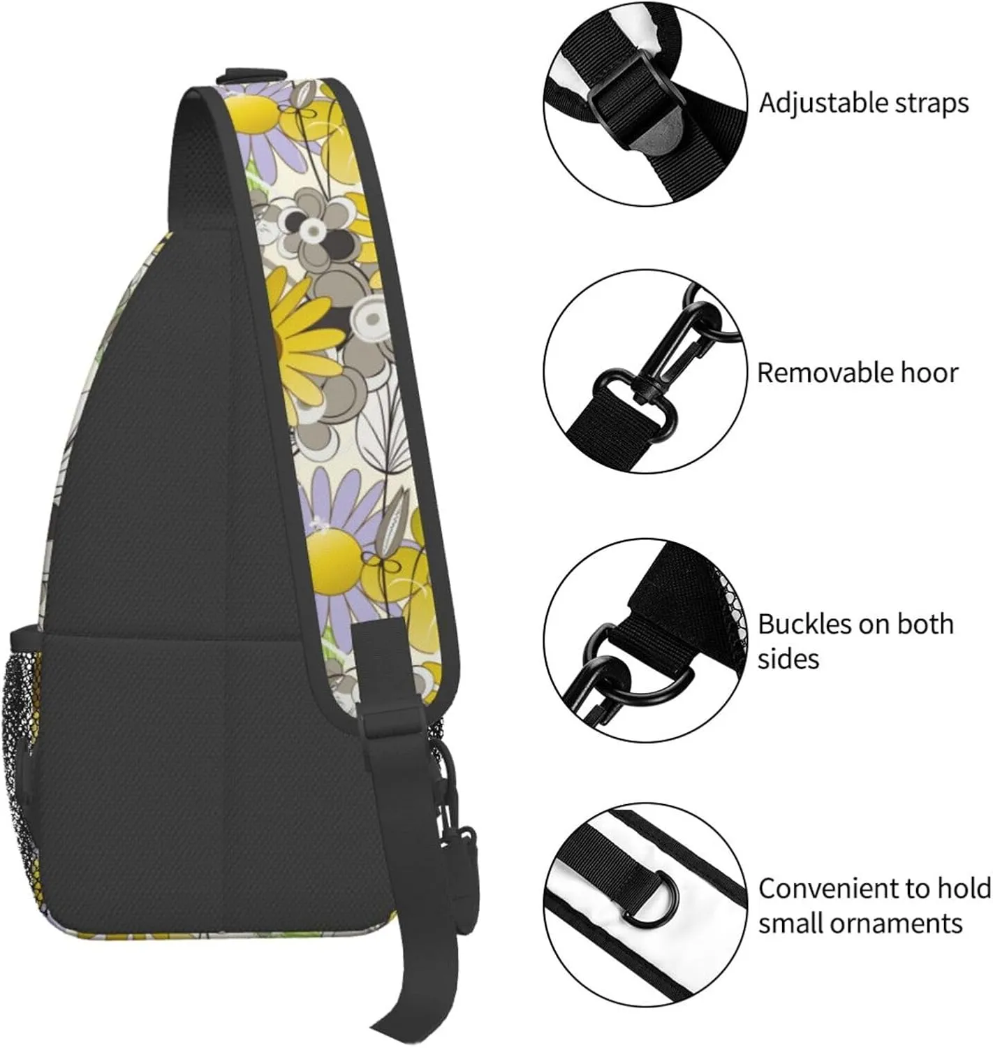 spring colorful flowers Chest Bags Crossbody Sling Bag Shoulder Bag Travel Hiking Daypack For Men Women