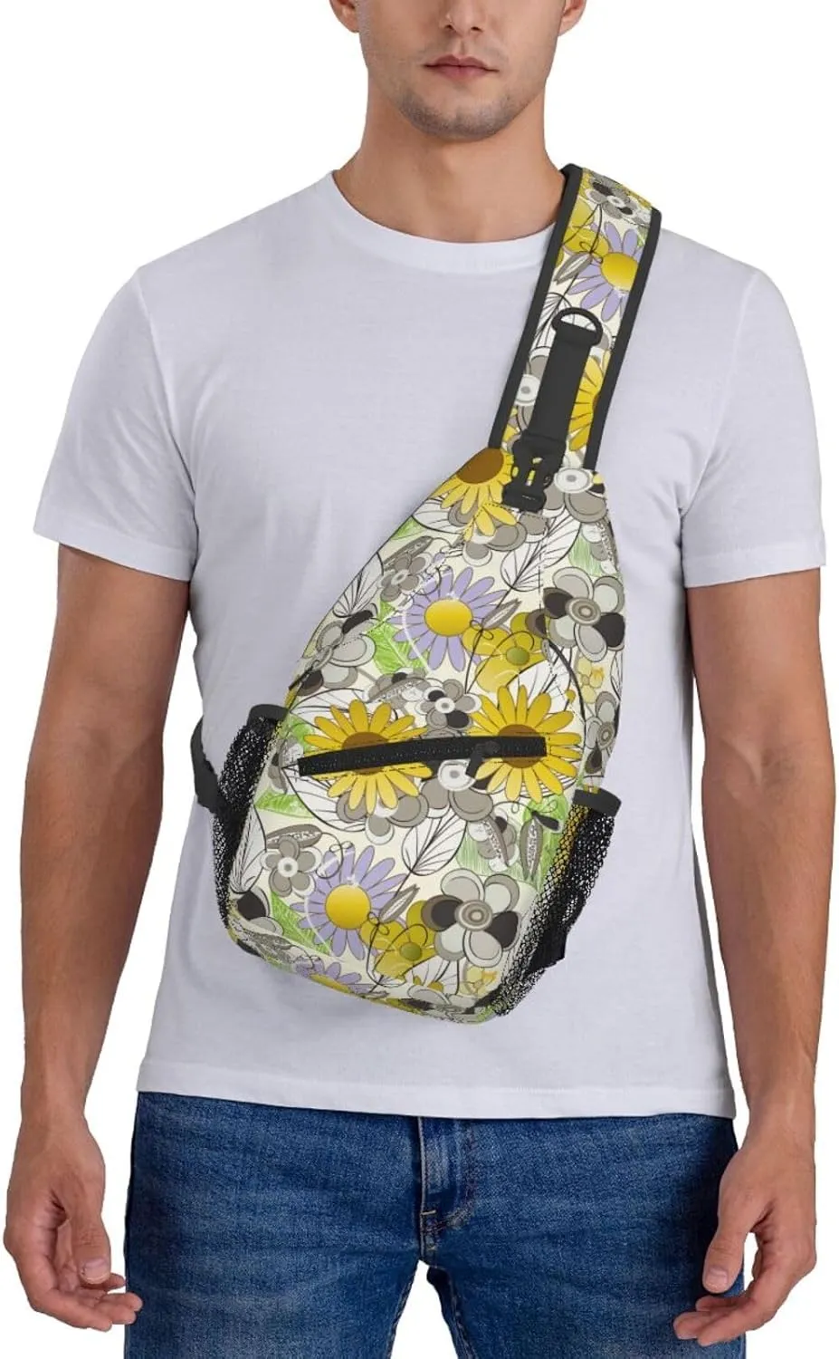 spring colorful flowers Chest Bags Crossbody Sling Bag Shoulder Bag Travel Hiking Daypack For Men Women