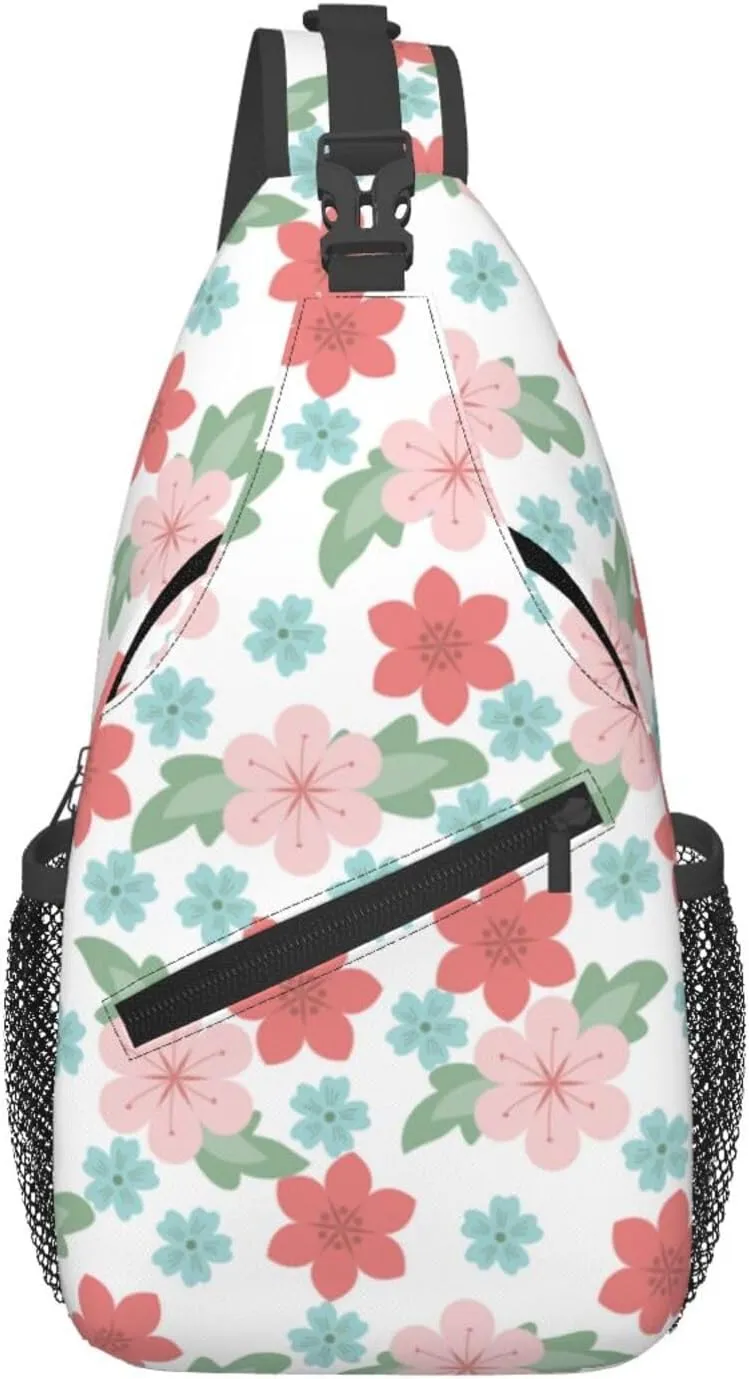 spring colorful flowers Chest Bags Crossbody Sling Bag Shoulder Bag Travel Hiking Daypack For Men Women
