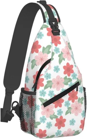 spring colorful flowers Chest Bags Crossbody Sling Bag Shoulder Bag Travel Hiking Daypack For Men Women
