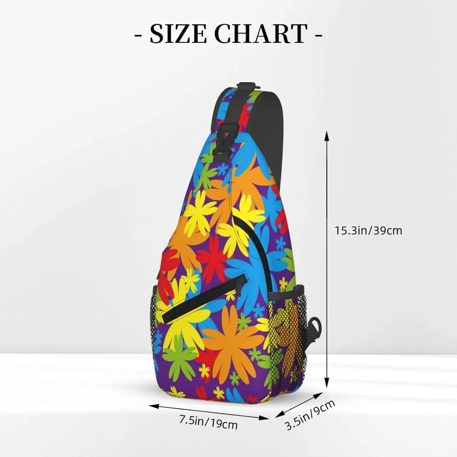 spring colorful flowers Chest Bags Crossbody Sling Bag Shoulder Bag Travel Hiking Daypack For Men Women