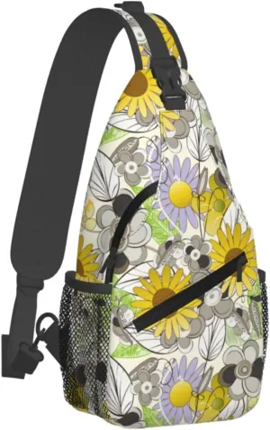spring colorful flowers Chest Bags Crossbody Sling Bag Shoulder Bag Travel Hiking Daypack For Men Women