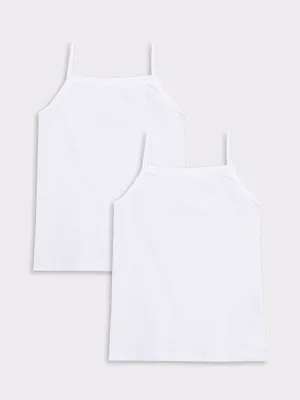 Square Neck Basic Strappy Cotton Girl's Undershirt 2-pack