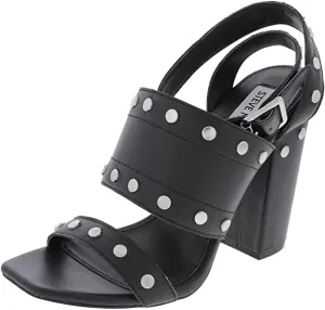Steve Madden Womens Jansen Leather Open Toe Casual Ankle Strap, Black, Size 5.5