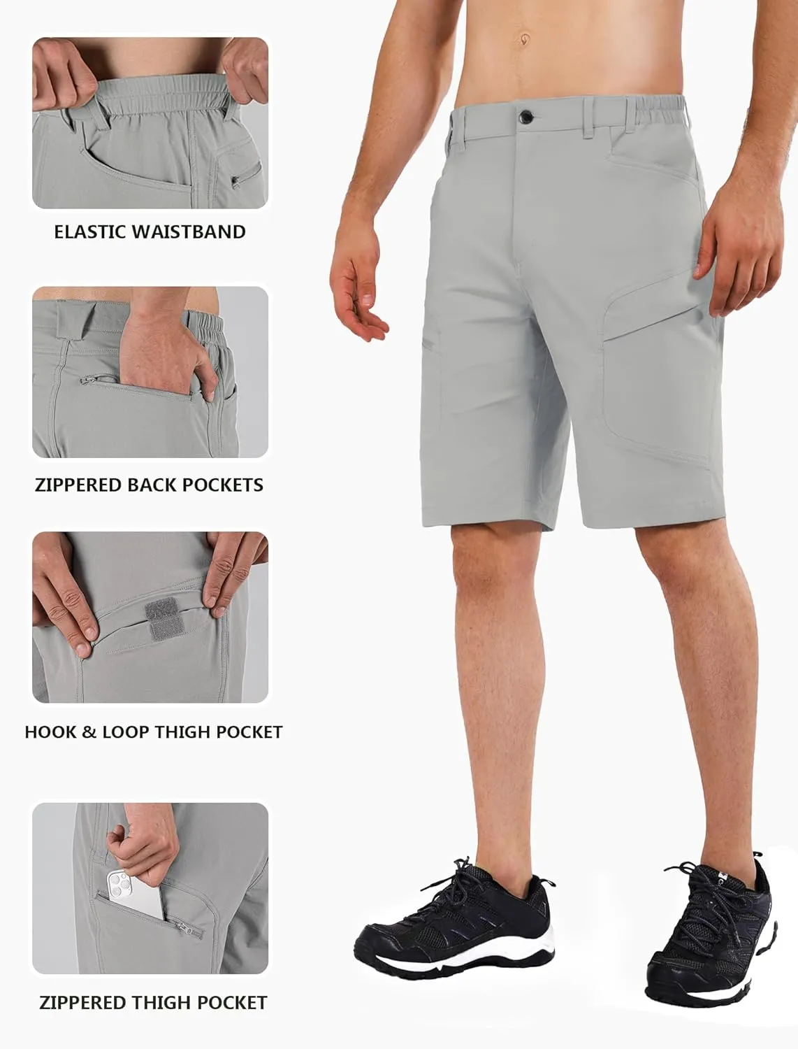 Stlight Men's Hiking Cargo Shorts Quick Dry Lightweight Tactical Shorts with Multi Pocket for Camping Fishing Golf