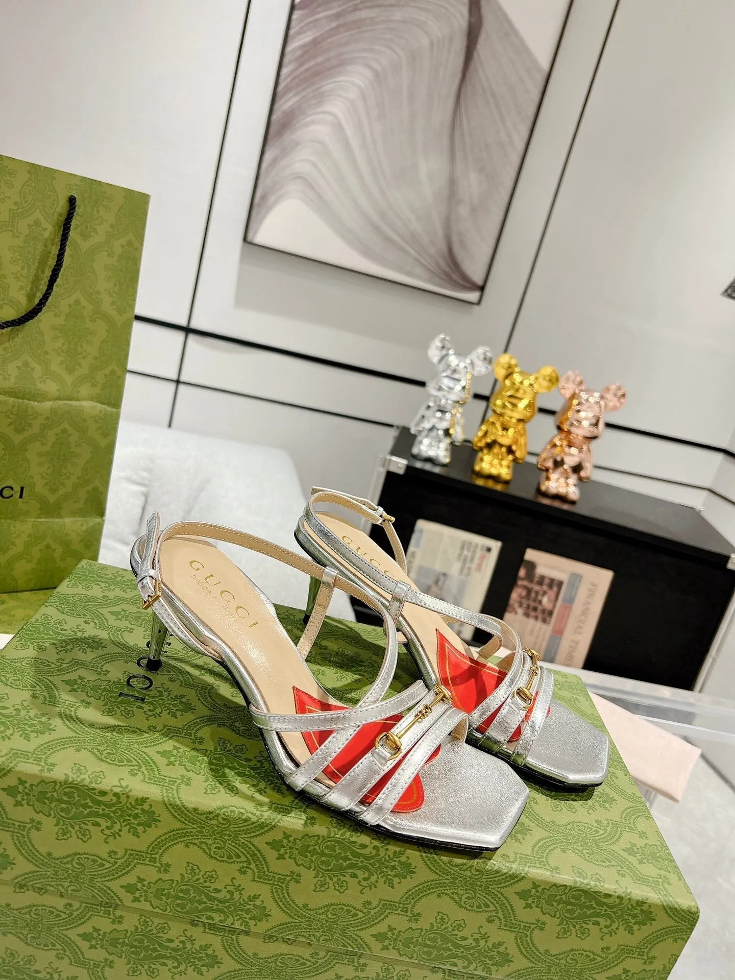 STRAPPY Gucci GG SANDAL State-of-the-art CALFSKIN Mega sale SILVER CLASSIC HEEL