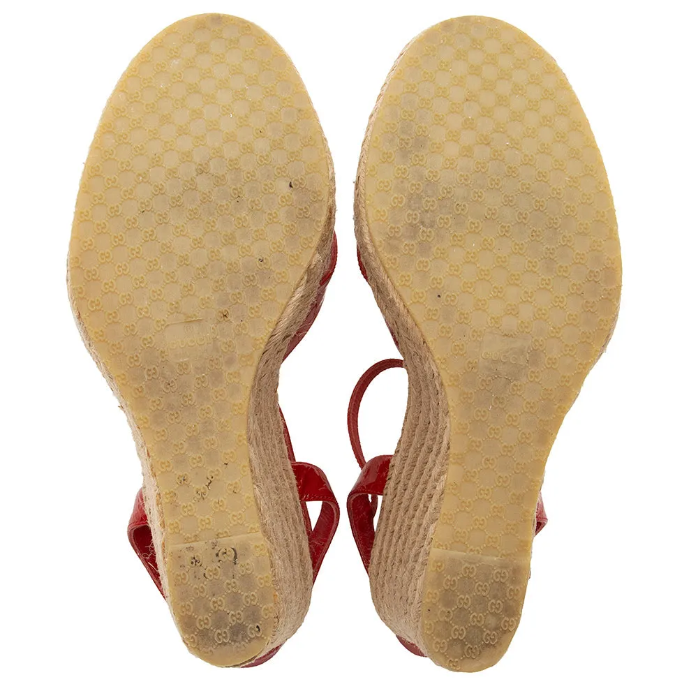 Strappy Wedge / (SHF-17759) Patent Remote-controlled 7.5 Espadrille Trustworthy service Gucci Guccissima 37.5 - SIze