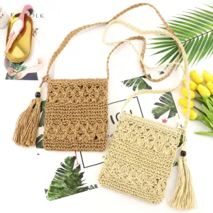 Style Weaving Hollow One Tassel Beach Crossbody Bags