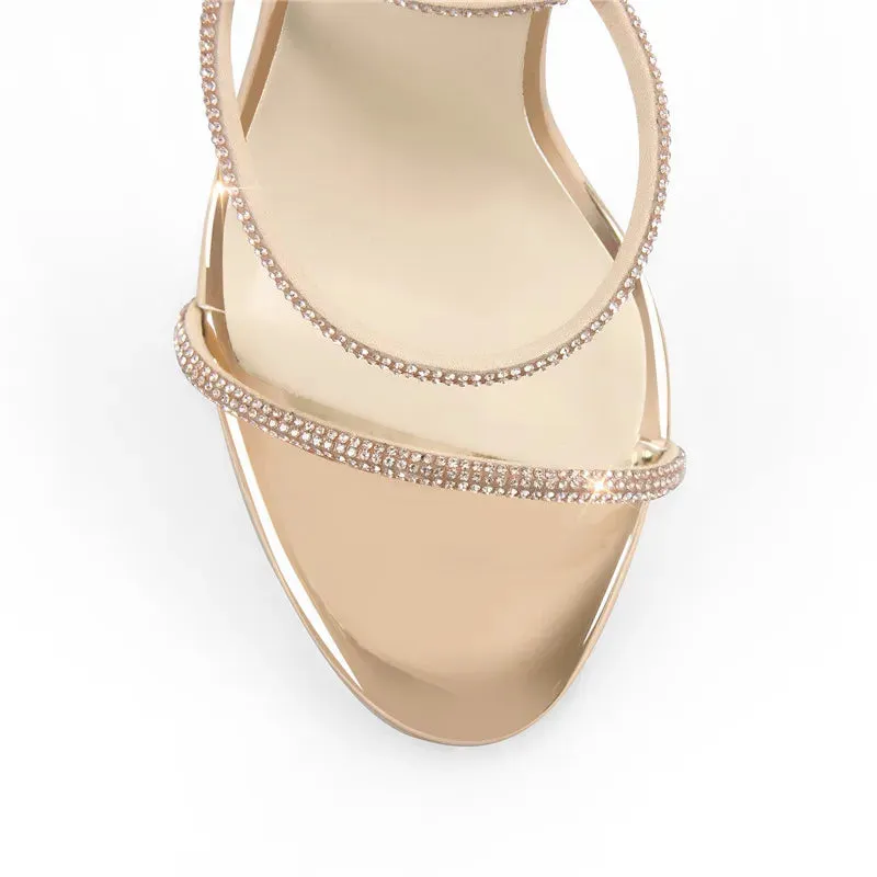 Summer Open Toe Rhinestone Strappy  Band Large Size  Peep Toe Sandals