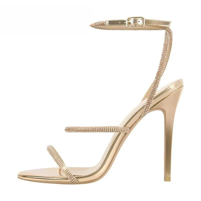 Summer Open Toe Rhinestone Strappy  Band Large Size  Peep Toe Sandals