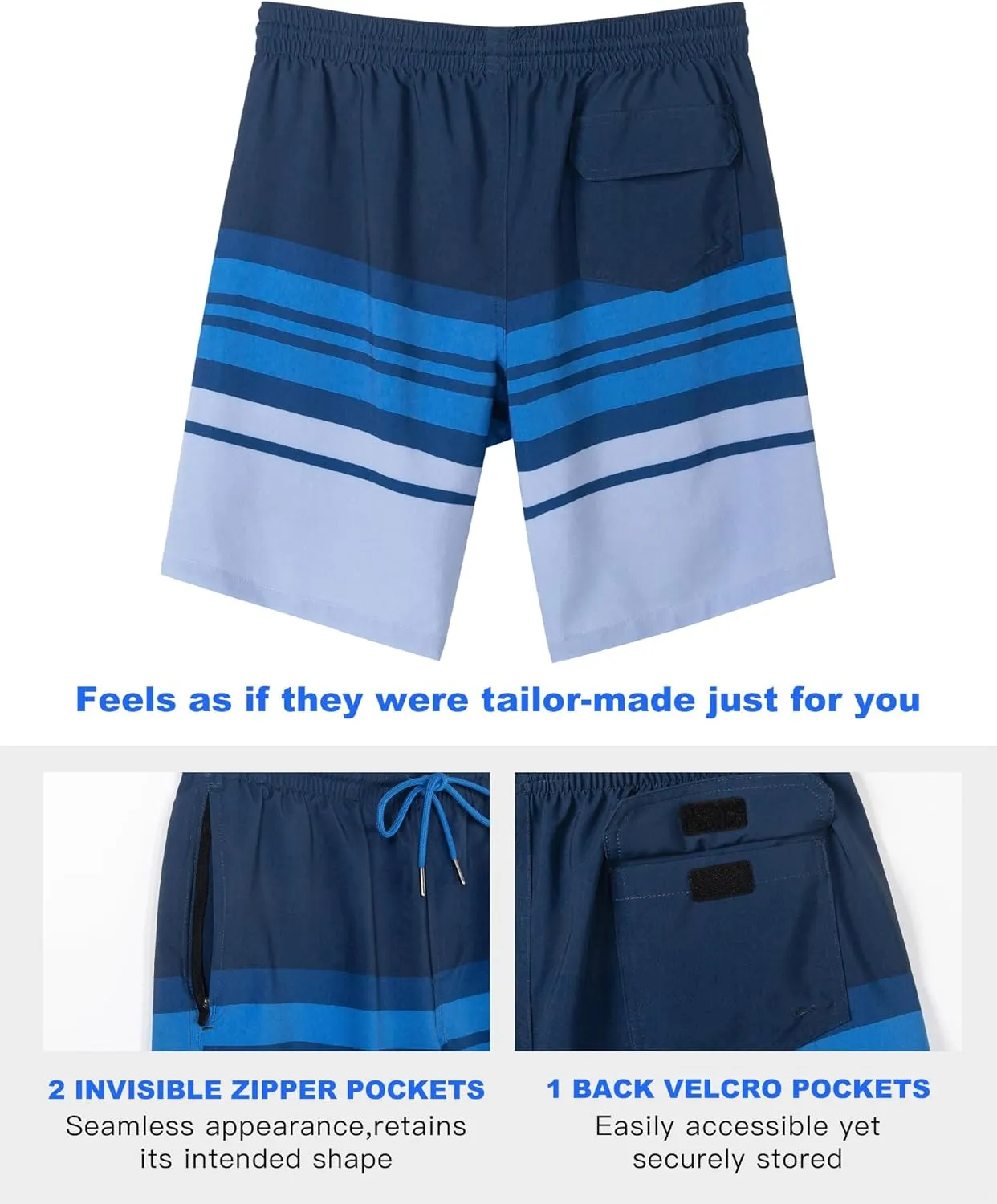 SURF CUZ 9" Mens Swim Trunks with Compression Liner Swimming Shorts 2 in 1 Stretch Quick Dry Zipper Pockets
