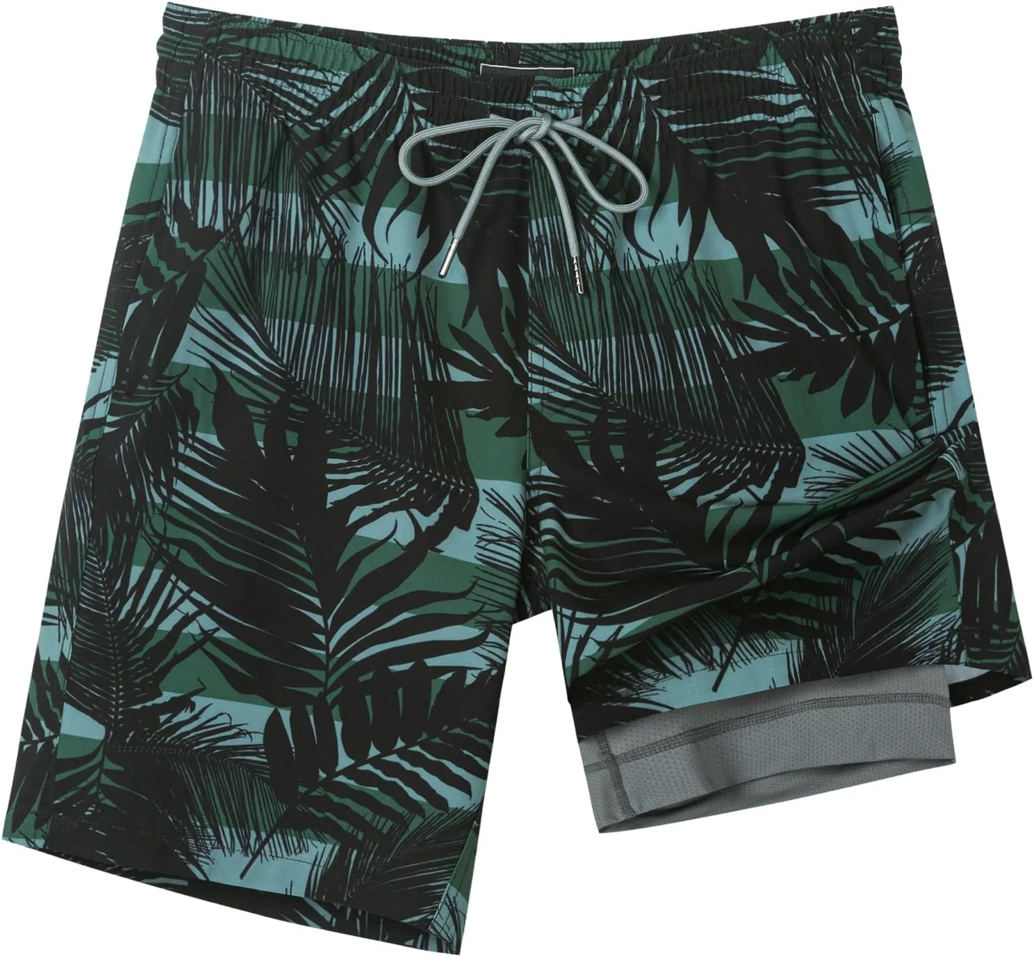 SURF CUZ 9" Mens Swim Trunks with Compression Liner Swimming Shorts 2 in 1 Stretch Quick Dry Zipper Pockets