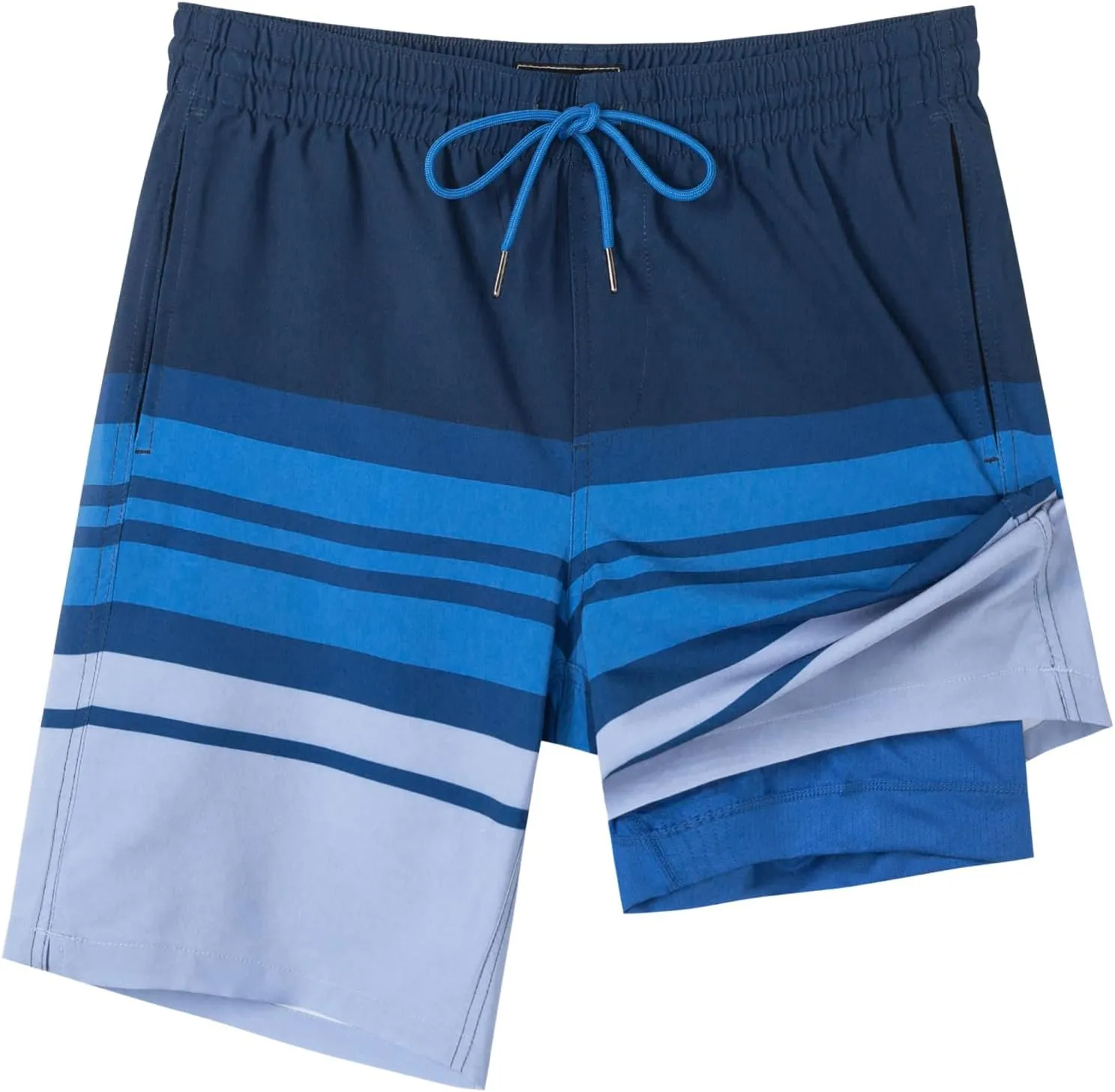 SURF CUZ 9" Mens Swim Trunks with Compression Liner Swimming Shorts 2 in 1 Stretch Quick Dry Zipper Pockets