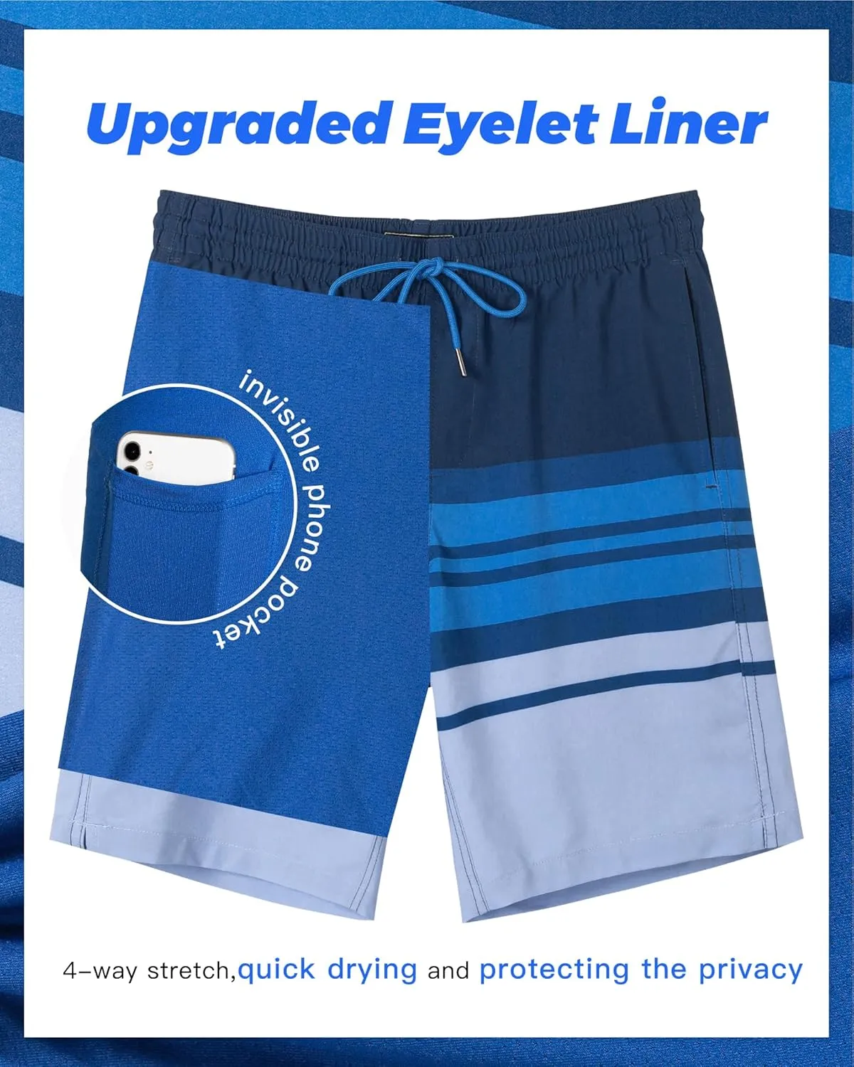 SURF CUZ 9" Mens Swim Trunks with Compression Liner Swimming Shorts 2 in 1 Stretch Quick Dry Zipper Pockets