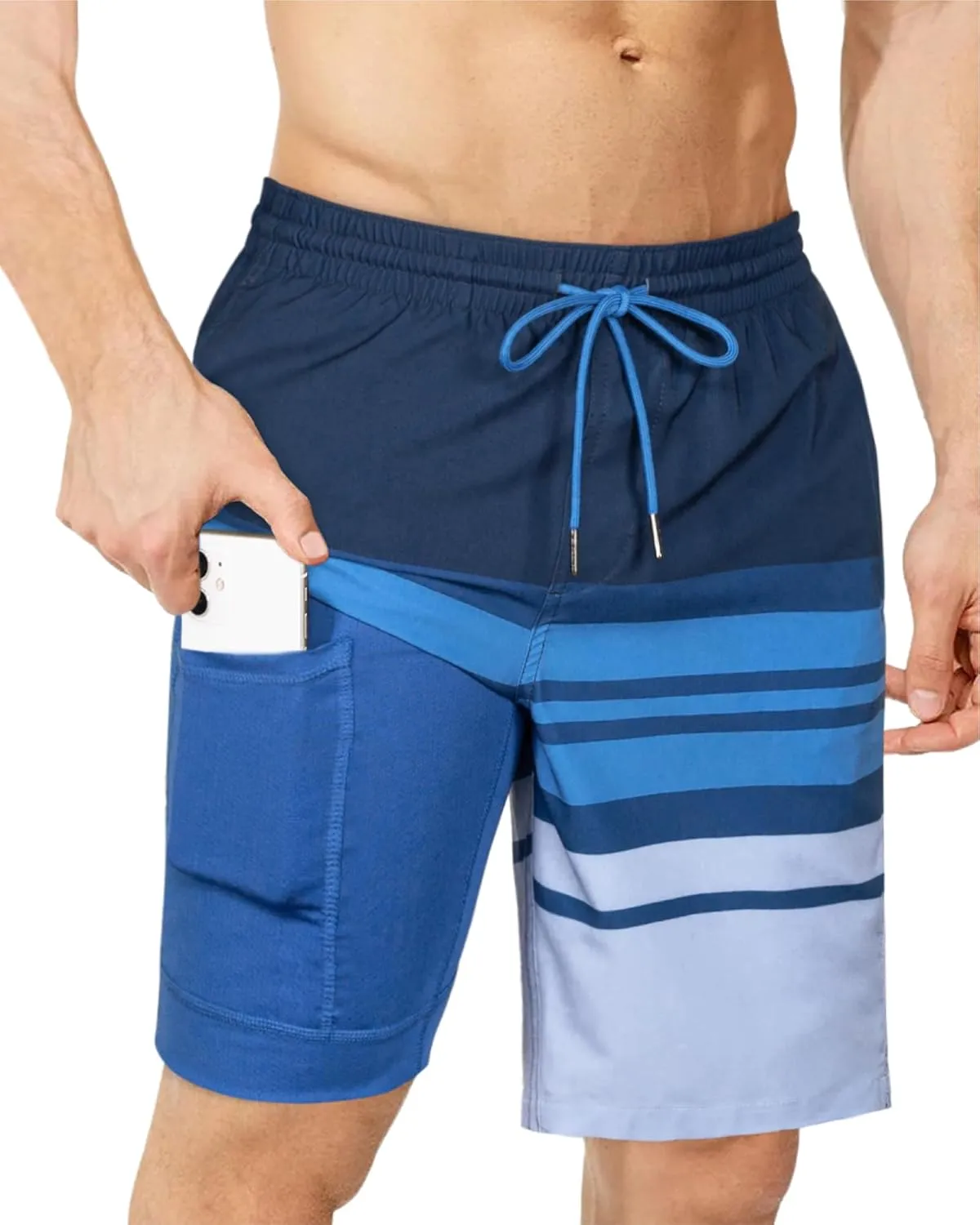 SURF CUZ 9" Mens Swim Trunks with Compression Liner Swimming Shorts 2 in 1 Stretch Quick Dry Zipper Pockets