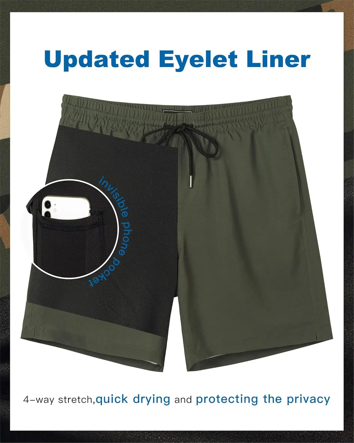 SURF CUZ Mens Swim Trunks with Compression Liner Quick Dry Swim Shorts 7" Swimming Trunks Stretch Bathing Suit 7 Inch