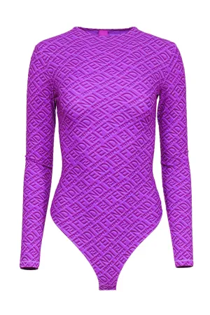 Sz Neck Bodysuit Customer favorite Skims Purple S x - Fendi Print Mock Highly praised Monogram